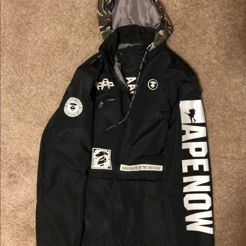 AAPE hooded rain jacket.